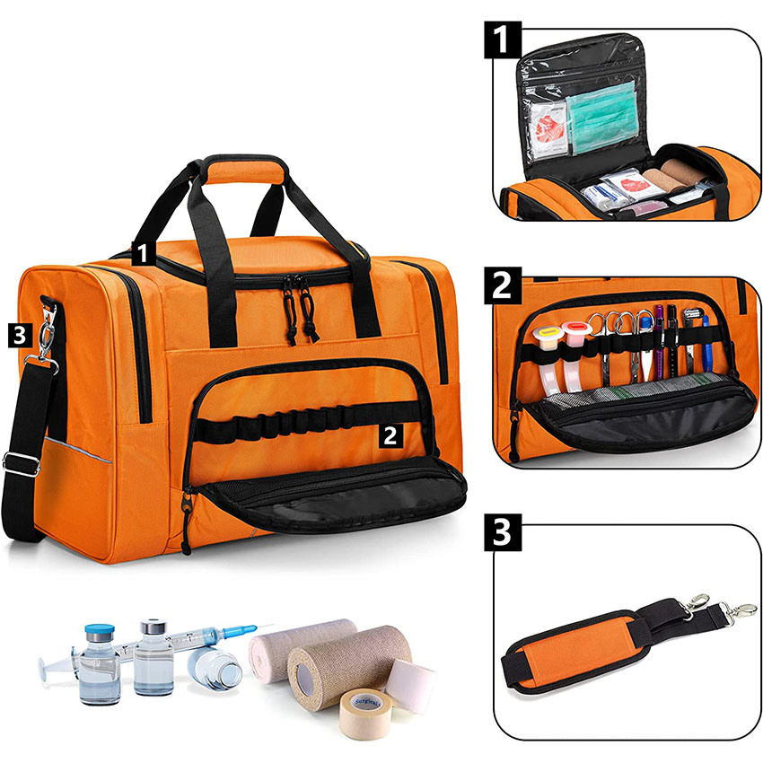 Professional Medical Bag with Inner Deviders and Shoulder Strap for Home Visit, Clinical Study, Health Care