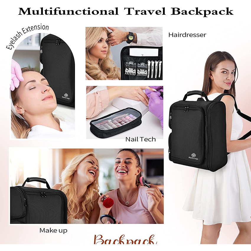 Extra Large Makeup Case Cosmetic Travel Makeup Bag Professional Makeup Artist Train Case Backpack Travel Cosmetic Bag RJ21687