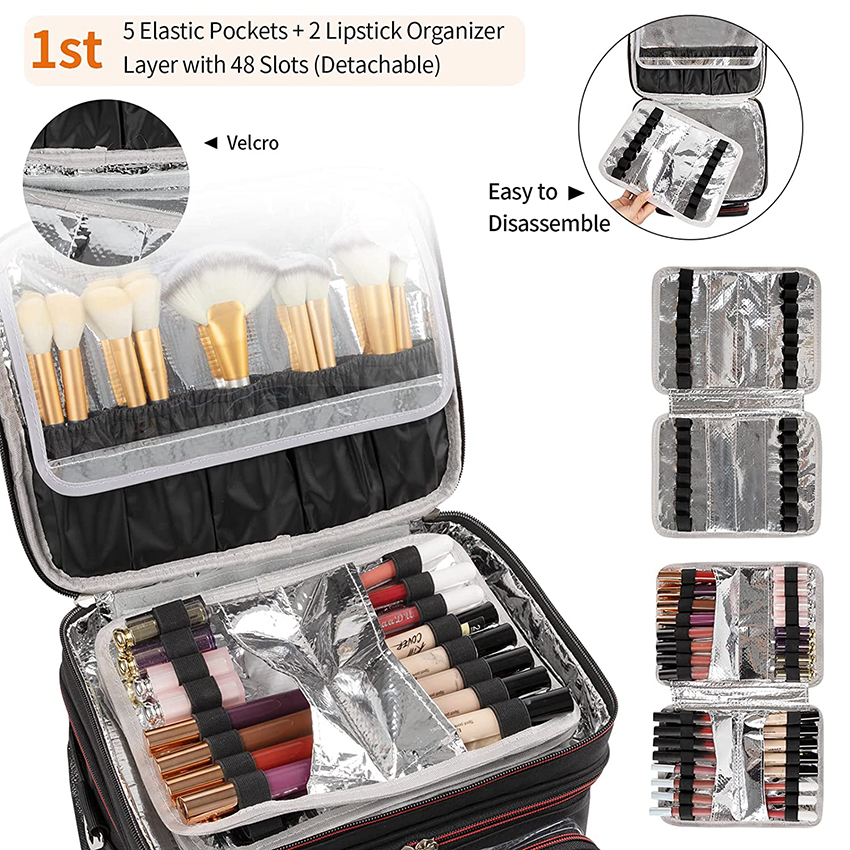 Professional Cosmetic Organizer Case with Heat Insulation Aluminium Film, Travel Make Up Storage Bag for Makeup Artist Cosmetic Bag RJ21688