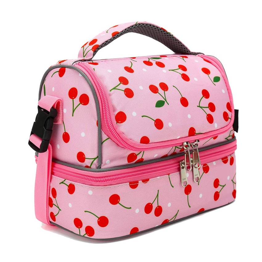 Simple and Lovely Pink Lunch Bag Durable Food Insulated Bag Weekend Picnic Bag