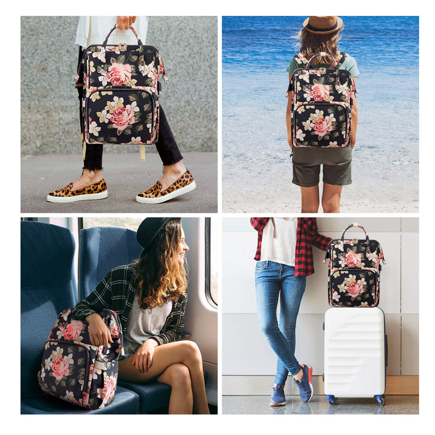 Water Resistant College School Backpack with USB Charging Port, Laptop Backpack for Women Fashion Travel Bags