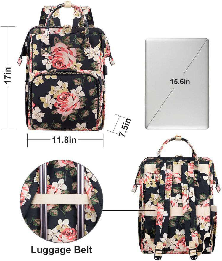 Water Resistant College School Backpack with USB Charging Port, Laptop Backpack for Women Fashion Travel Bags