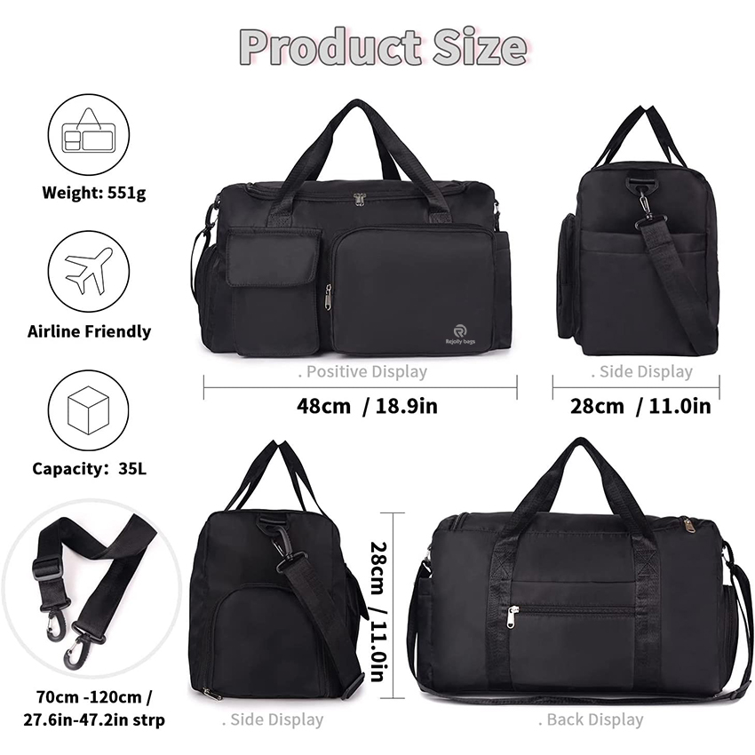 Sports Gym Bag Duffle Bag with Shoes Compartment, Weekend Travel Bag Overnight Bag for Women, Foldable Water Resistant Holdall Sports Bag RJ196190