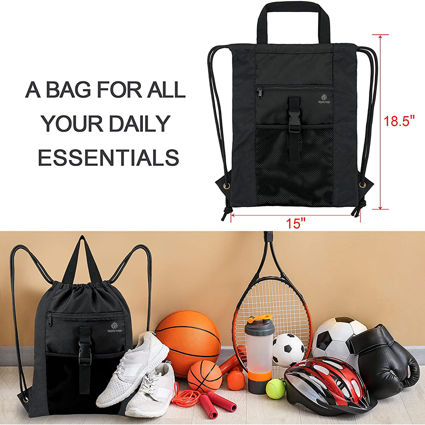 Gym Bag Drawstring Backpack X-Large Sports Bag with Inner Zipper Pocket for Men Women Waterproof Cinch Gym Ball Bag RJ196128