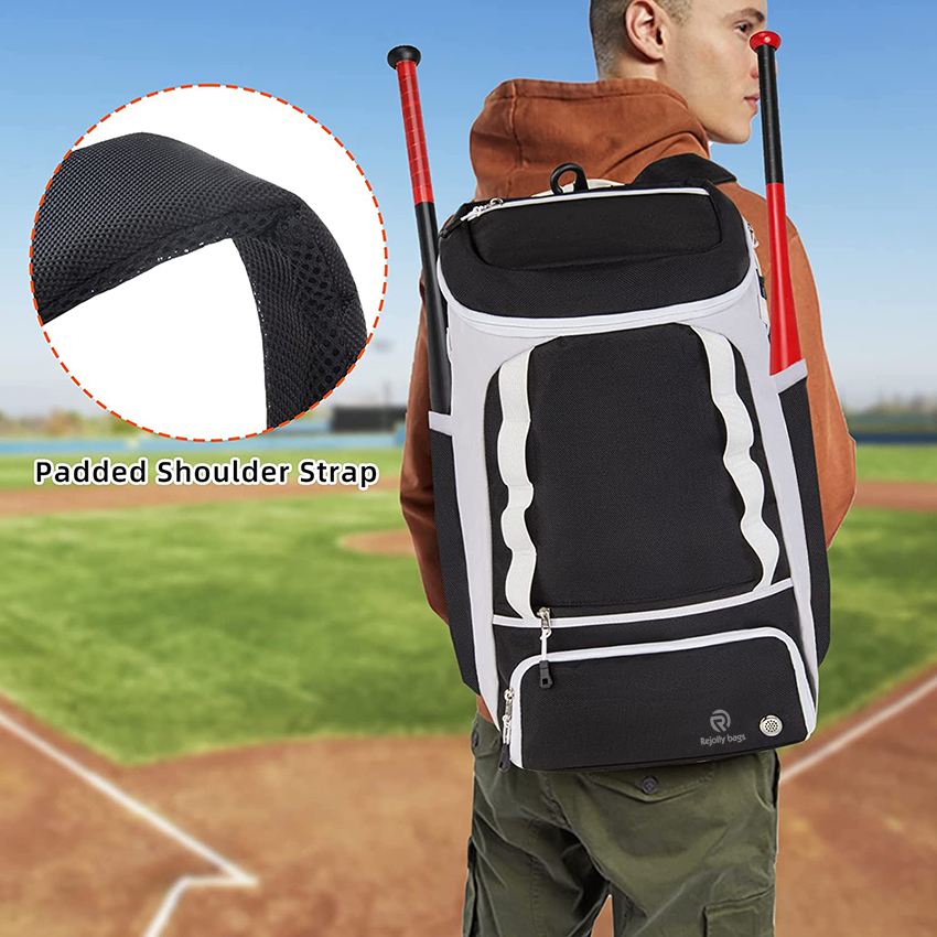 Large Capacity Softball Bag with Shoes Compartment, for Youth and Adult, Lightweight Baseball Equipment Bag with Fence Hook Holds Bat, Helmet Baseball Bags RJ19679