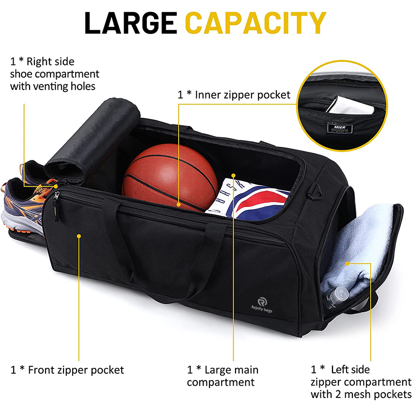 Large Gym Bag for Men with Shoes Compartment Mens Lightweight Sports Travel Duffle Bags for Workout Fitness Weekender Sports Bag RJ196169