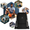 Drawstring Backpack with Mesh Pocket Sport Gym String Bag Sackpack Water Resistant Nylon Ball Bag RJ196131