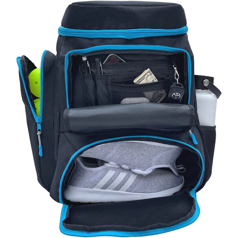 Pickleball Backpack for Men and Women - Fits 2 to 4 Paddles - Shoe Compartment, Fence Hook, Storage Pockets for 2 Water Bottles Storage Sports Bag RJ196148