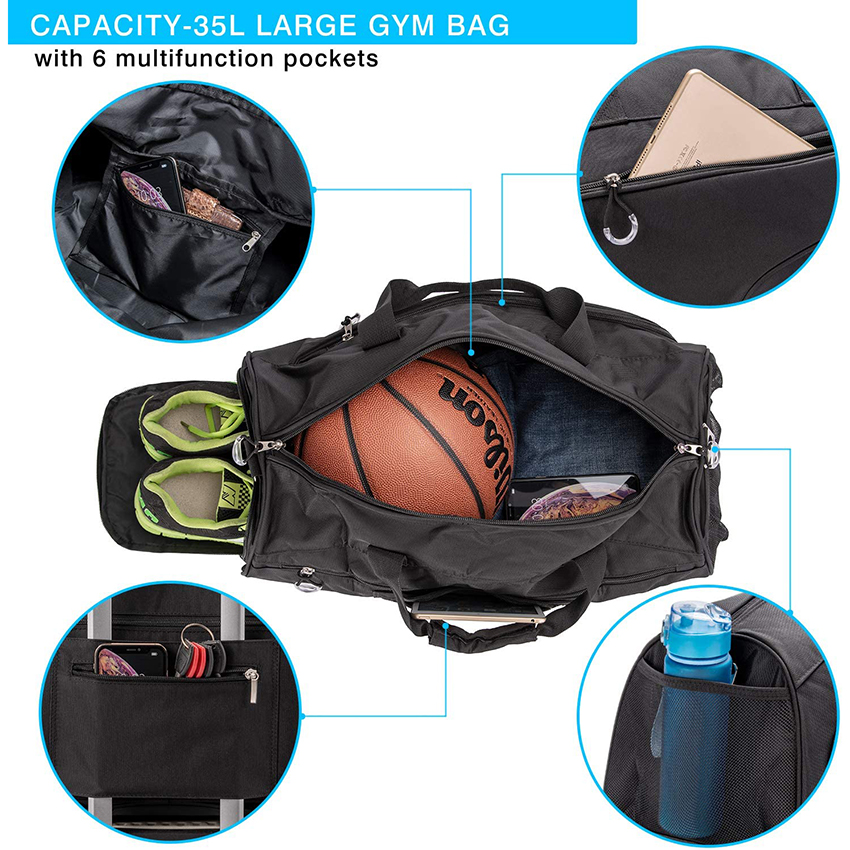 Sports Gym Bag with Shoes Compartment &Wet Pocket Gym Duffel Bag Overnight Sports Bag RJ196163