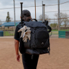 Softball Dual Bat and Equipment Backpack Bag Ventilated Cleat Shoe Compartment 2 Zippered Cushioned Bat Sleeves Trolley Sleeve RJ19680