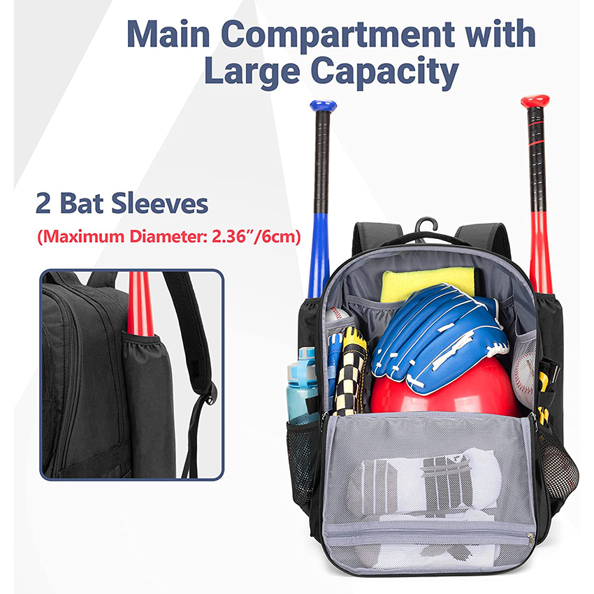 Baseball Bag Backpack with 2 Bat Sleeves, Softball Equipment Bag for Youth and Adults with Separate Shoe Compartment Baseball Bags RJ19655