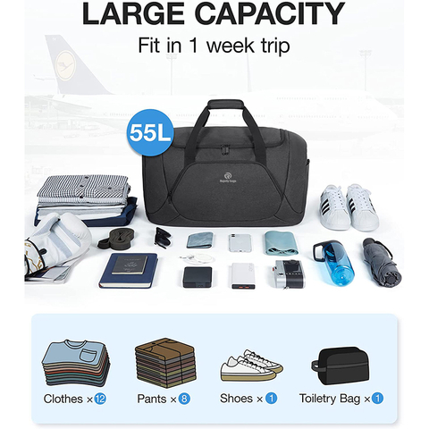 Large Gym Bag for Men, Weekender Overnight Bag with Shoes Compartment, Carry On Bag with Multi-Pockets for Sports Duffel Bags RJ204202