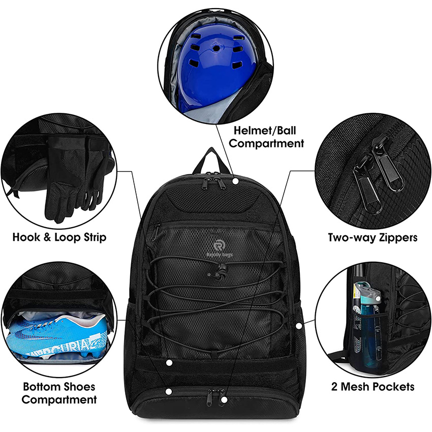 Sports Bag for T-Ball & Softball Equipment, Bat & Glove Holder Backpack with Helmet & Shoe Compartments for Youth and Adult Baseball Bag RJ19686