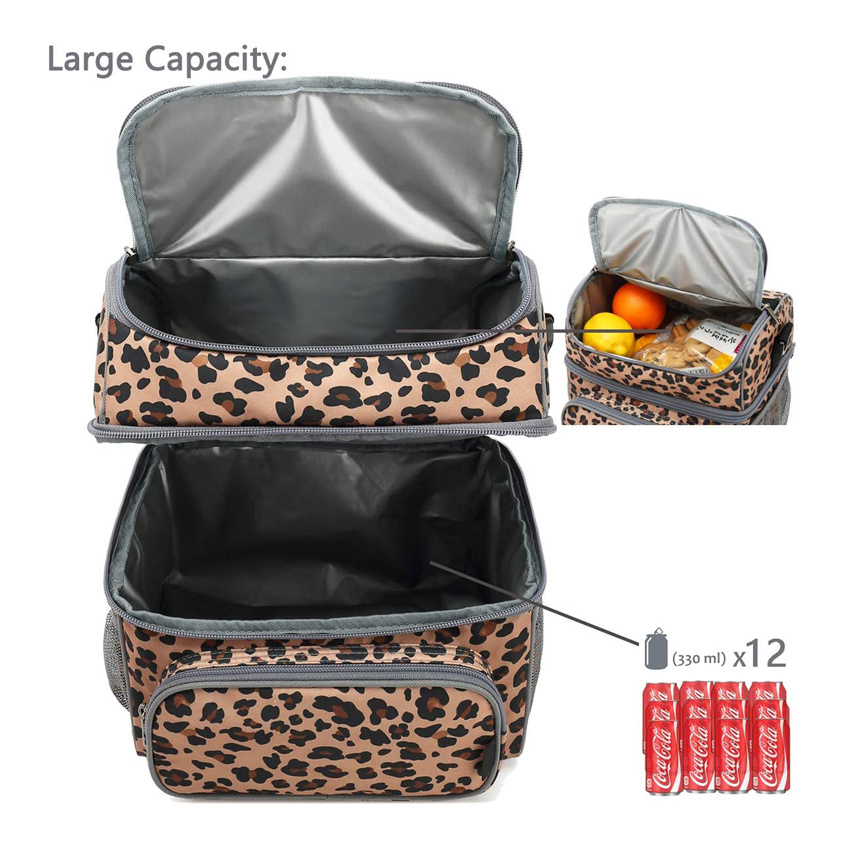 Insulated Picnic Bag Beach Cooler Bag Leopard Thermal Insulation Food Bag