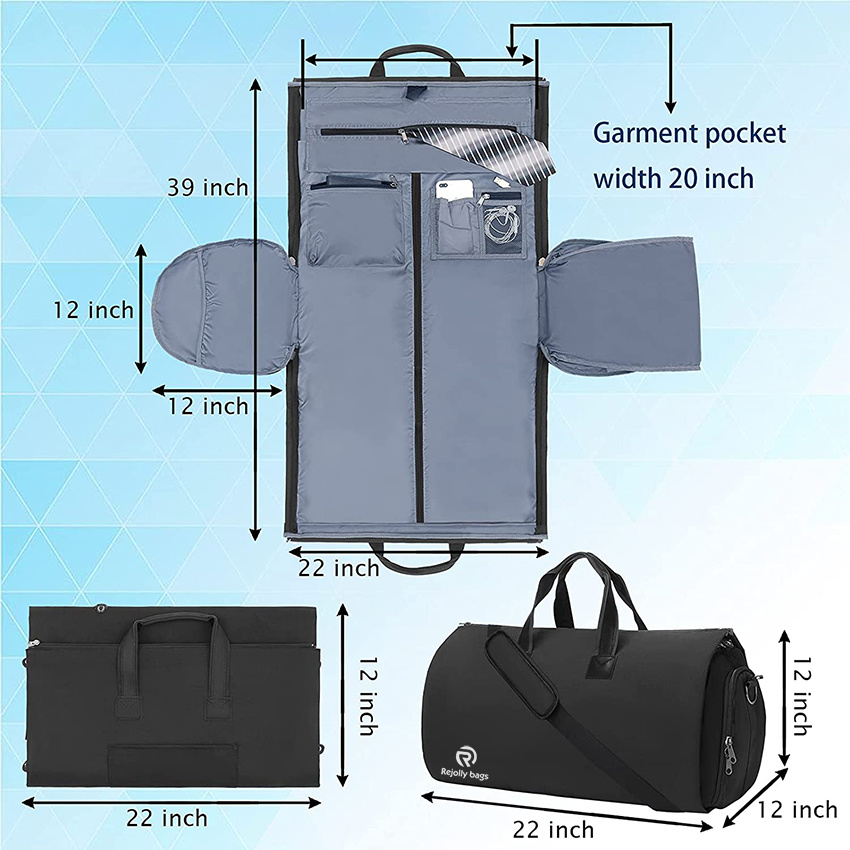 Convertible Garment Bag with Shoulder Strap, Shoes Compartment, Carry on Travel Suit Bags, 2 in 1 Garment Duffle Bag for Men Women Garment Bag