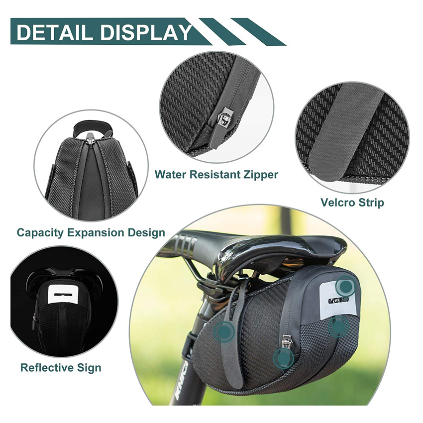 Bike Saddle Bag Bike Storage Bag Under Seat Strap-on Cycling Wedge Pack for Mountain Road Bikes