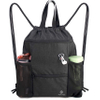 Drawstring Backpack Bag Large Gym Athletic Sackpack with Zipper Pockets and Mesh Water Bottle Holders for Teens Women and Men Sports String Cinch Bag