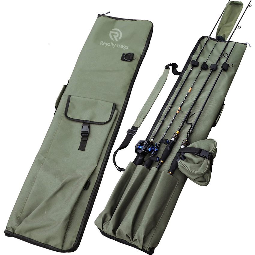 Canvas Rod Case Organizer Pole Storage Bag Rod and Reel Carrier Organizer for Travel Fishing Rod Bag