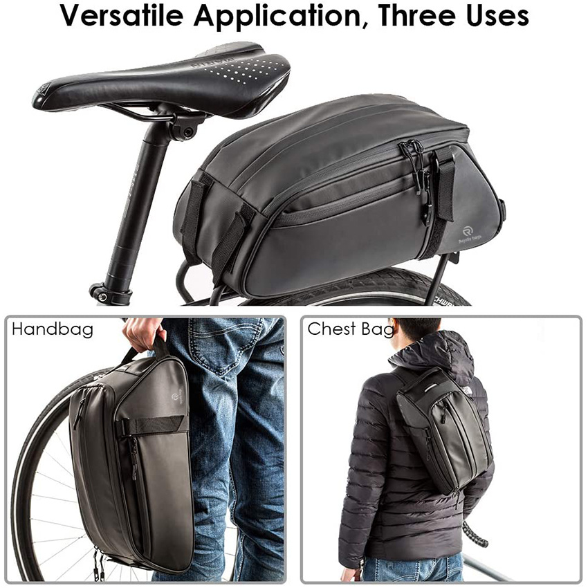 Water Resistant Bicycle Saddle Panniers, 8L Capacity Trunk Storage Bag, Cycling Back Seat Cargo Carrier Pouch with Shoulder Strap Travel Cycling Bag