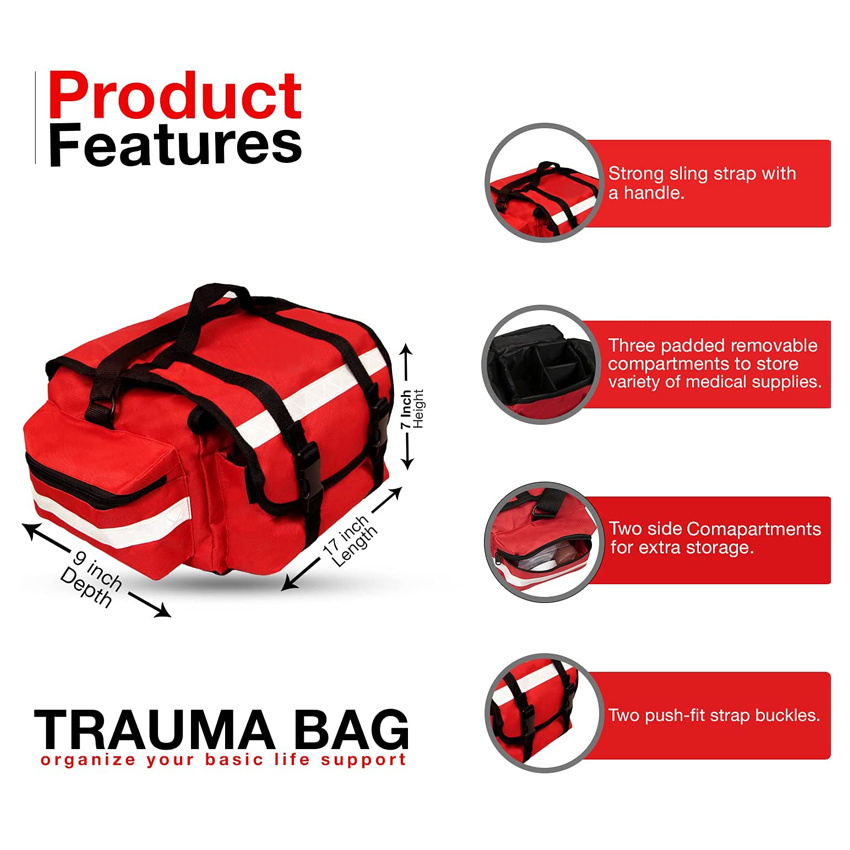 First Responder Bag for Trauma Professional Multiple Compartment Kit for Emergency Medical Supplies