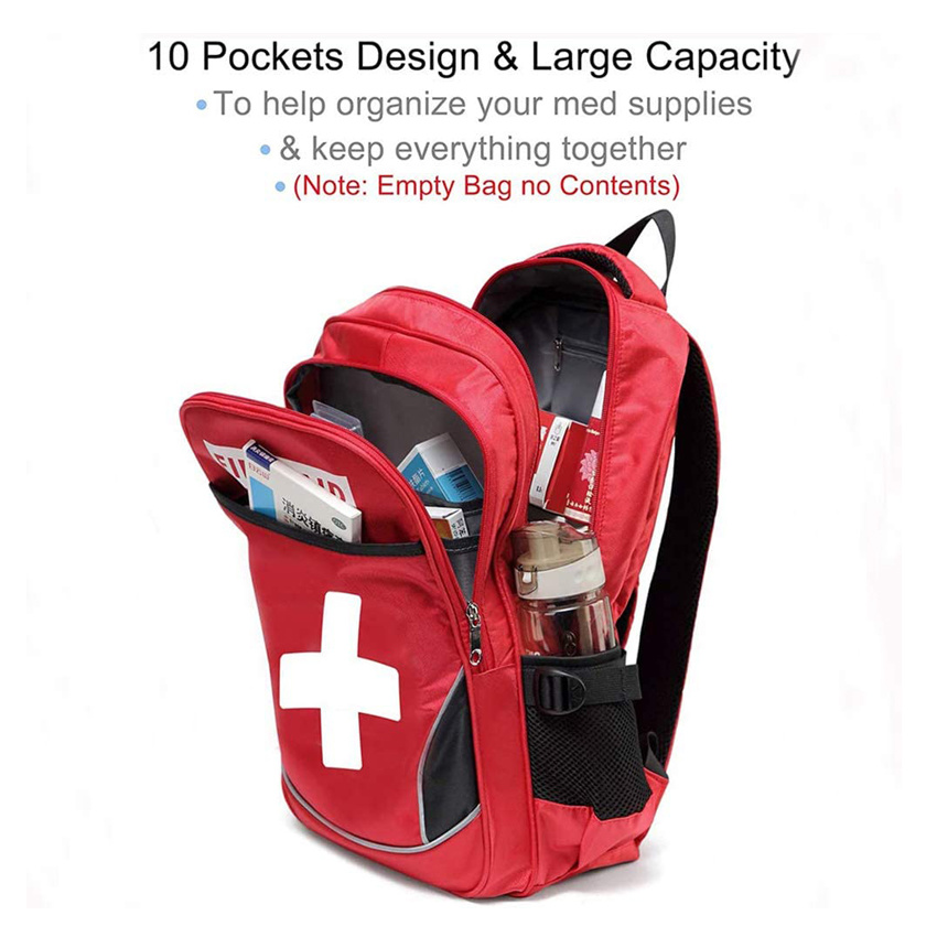 Health Care Bag Multipocket Medic Storage Bag Portable First Aid Backpack for Family Travel