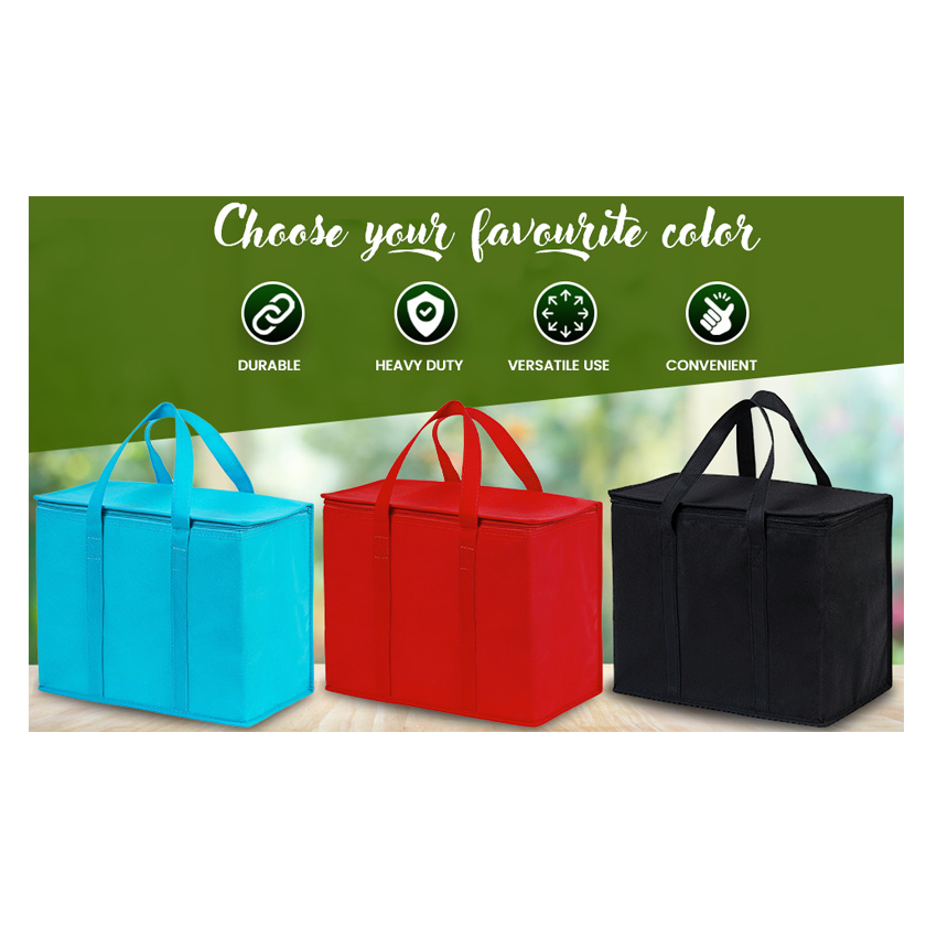 Durable Picnic Basket Ice Cooler Bag Insulated Food Delivery Bag Hot Cold Pack