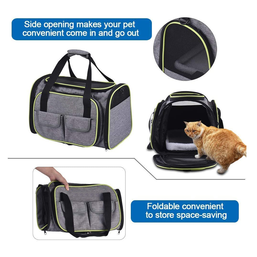 Expandable Soft-Sided Cat Travel Bag Collapsible Portable Dog Carrier Bag