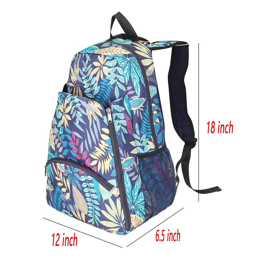 Plant Leaves Print Outdoor Bag Portable Tennis Backpack Versatile Student Bag