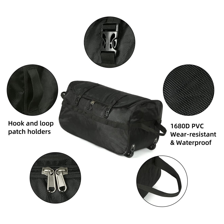 Foldable Rolling Duffel Bag Large Capacity Portable Bag for Travel Sports Camping
