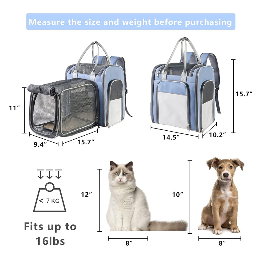 Portable Cat Backpack Tavel and Hiking Cat Carrier Bags Pet Bag with Breathable Mesh Window