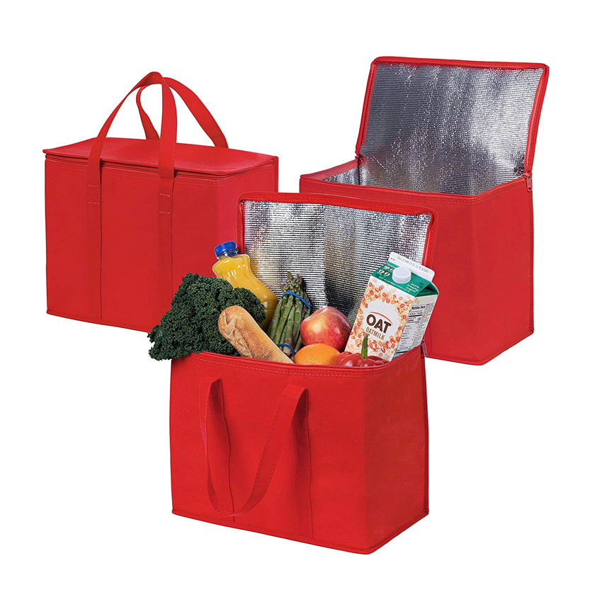 Insulated Reusable Grocery Bag Lunch Bag Cooler Bag Wholesale Beach Bag Red