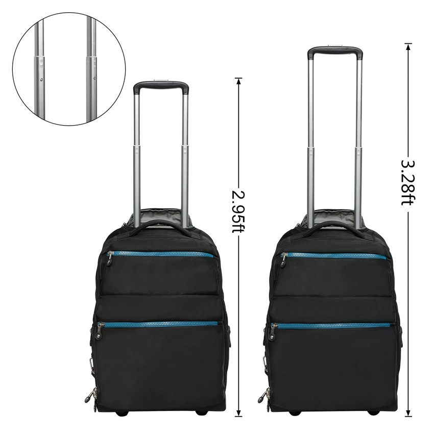 Large Storage Multifunction Travel Wheeled Rolling Backpack Luggage Books Laptop Bag