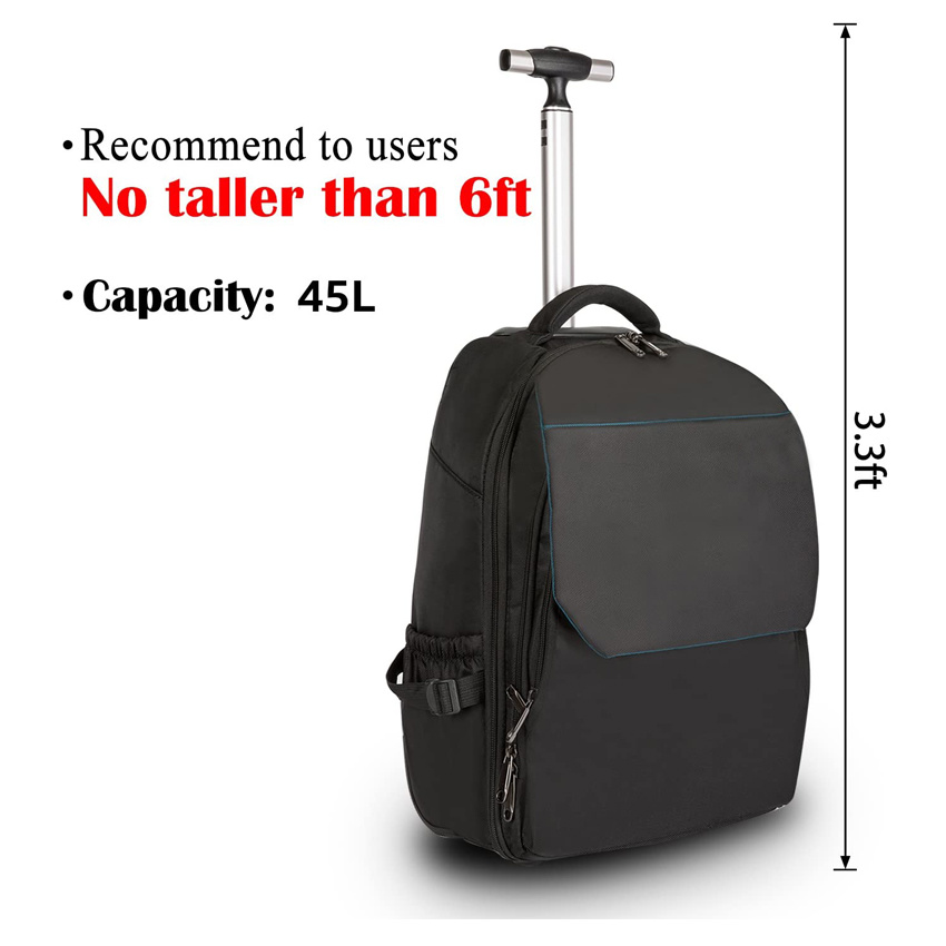 Lightweight Rolling Bag Durable Shoulder Wheeled Backpack Carry-on Trolley Bag