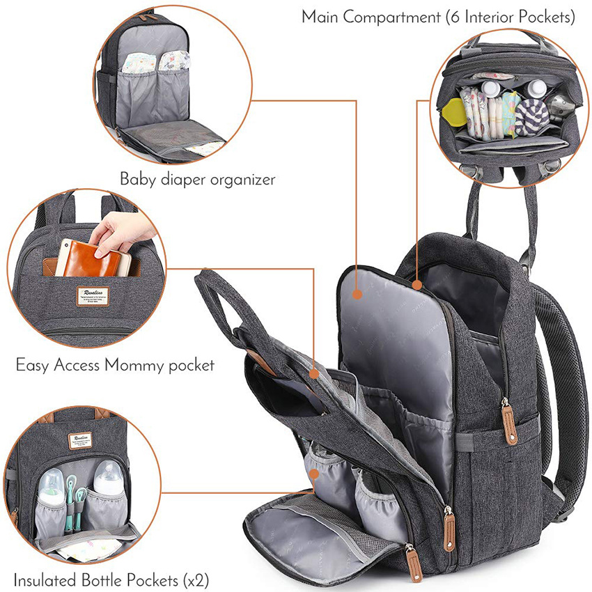 Multifunction Waterproof Travel Maternity Baby Changing Bags Large Capacity and Stylish Baby Diaper Backpack Bag