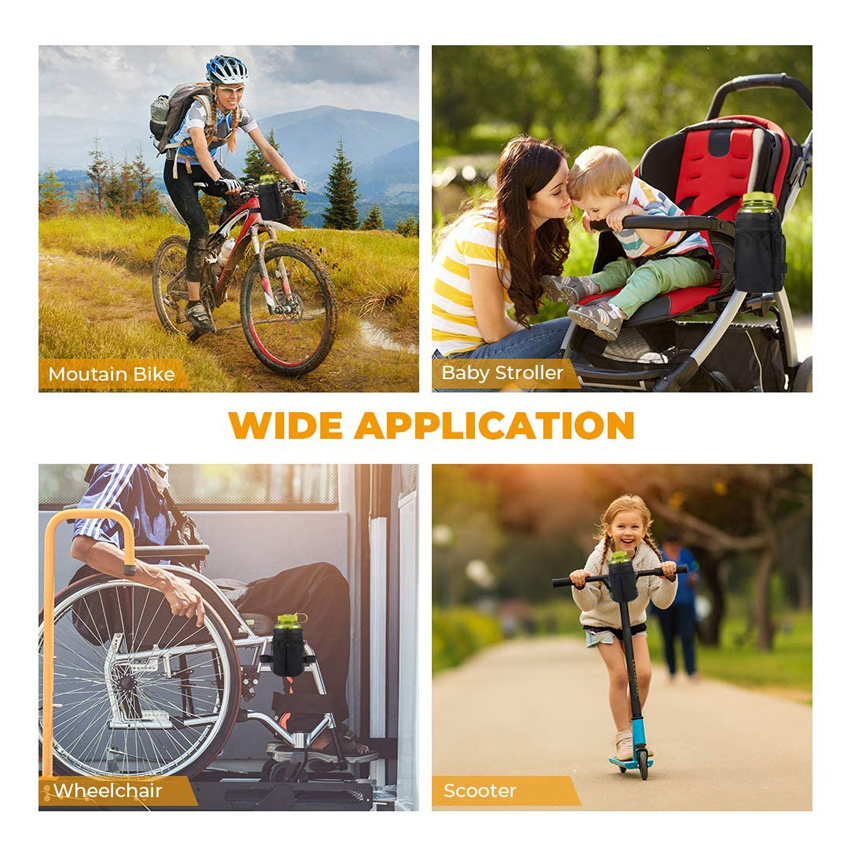 Bike Cup Holder Bicycle Water Bottle Holder Handlebar Drink Holder with Mesh Pockets Phone Bag