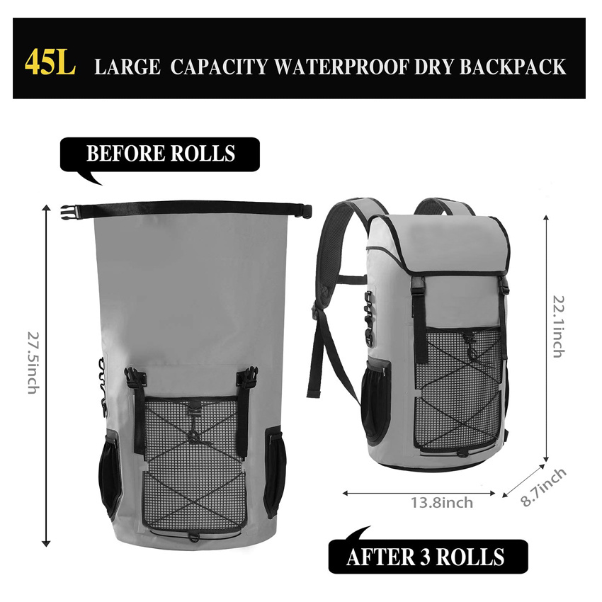 Roll Top Waterproof Backpack Floating Dry Bag Backpack Water Sports Bag