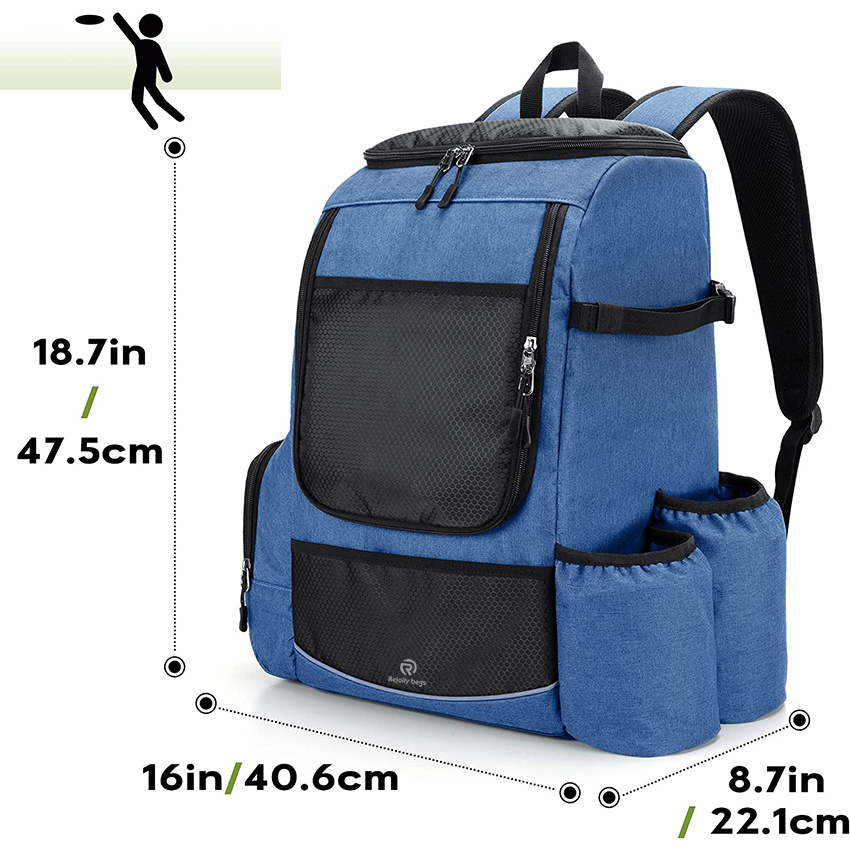 Two Sidewall Supports 24-26 Discs Capacity Cushioned Lumbar for Extra Comfort Multi Pockets and Waterproof PU Material Bottom Disc Golf Backpack