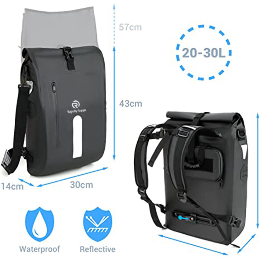 Bike Pannier Backpack with Padded Laptop Bag with Cross Shoulder Strap & Quick-Release Waterproof Bike Saddle Bag