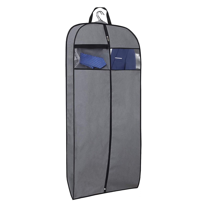Gusseted Travel Garment Bag with Accessories Zipper Pocket Breathable Suit Garment Cover
