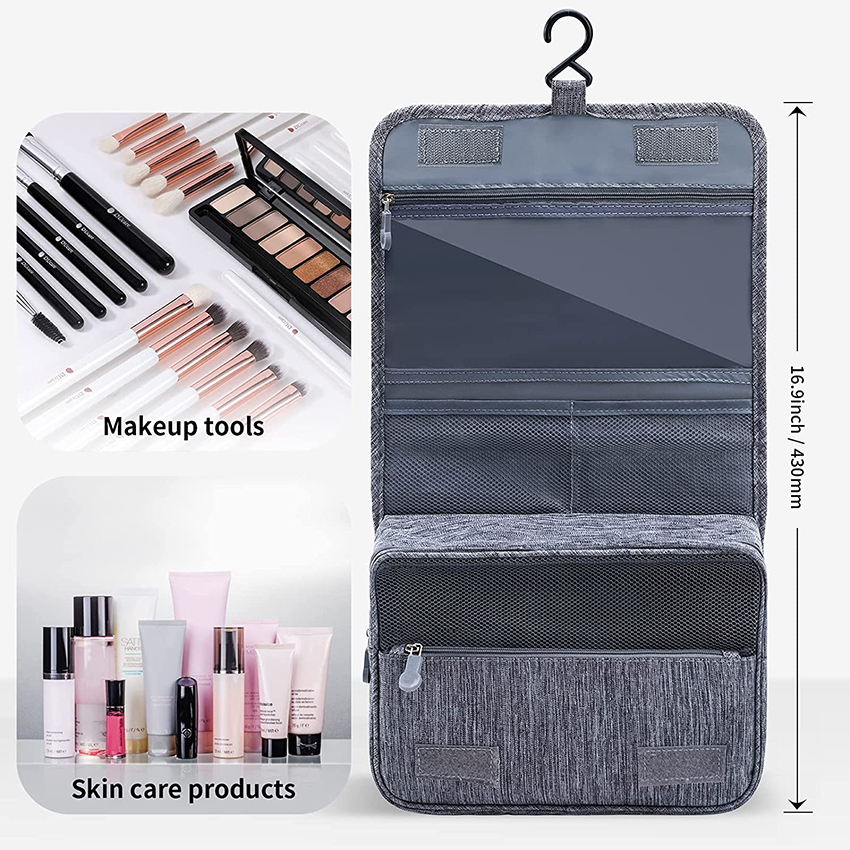 Toiletry Hanging Water-resistant Travel Organizer for Accessories, Shampoo, Full Sized Container, Toiletries Cosmetic Bag RJ21673