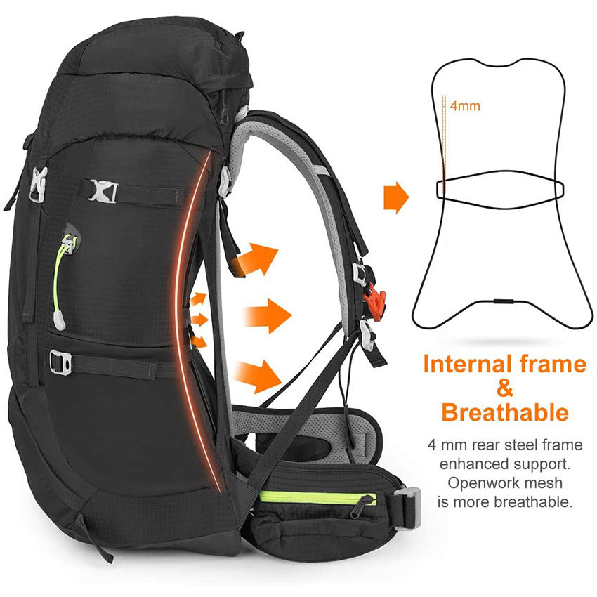 Internal Frame Hiking Backpack 40/50/60/65/80L, Mountain Climbing Camping Backpack Daypack Waterproof Rain Cover Backpack