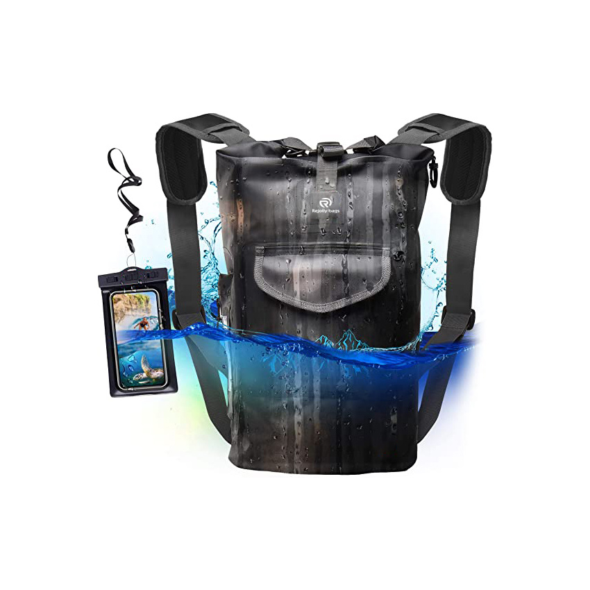 Dry Bag Waterproof Backpack for Kayaking Boating and Fishing Quick-Access Outer Pocket 500d Tear Resistance PVC