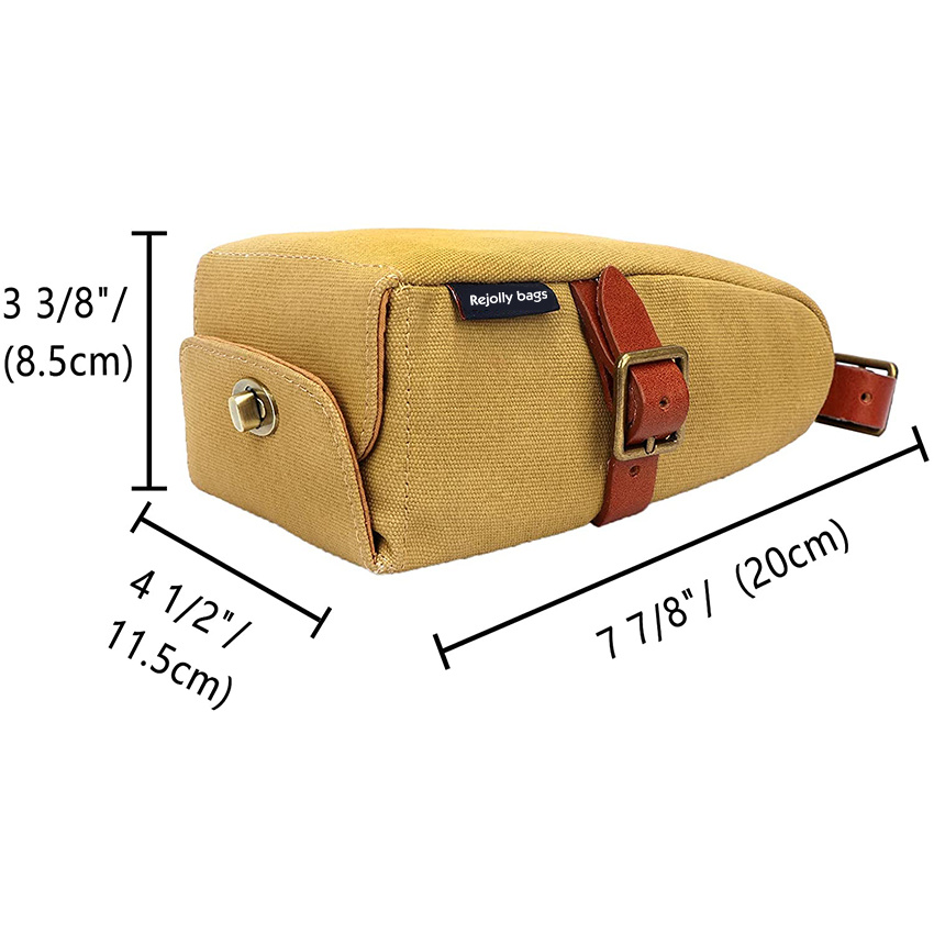 Canvas and Leather Strap-on Bicycle Seat Pouch Bike Saddle Pack Bag