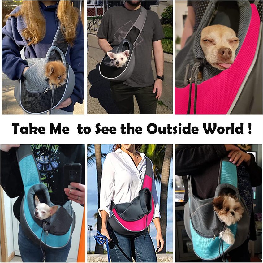 Pet Dog Sling Carrier Puppy Sling Bagadjustable Strap Mesh Hand Free Satchel Bag for Outdoor Travel