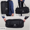 Travelling Foldable Carryon Black Duffel Bag with Shoes Compartment for Camping Touring Waterproof & Tear Resistant Weekender Duffel Bag