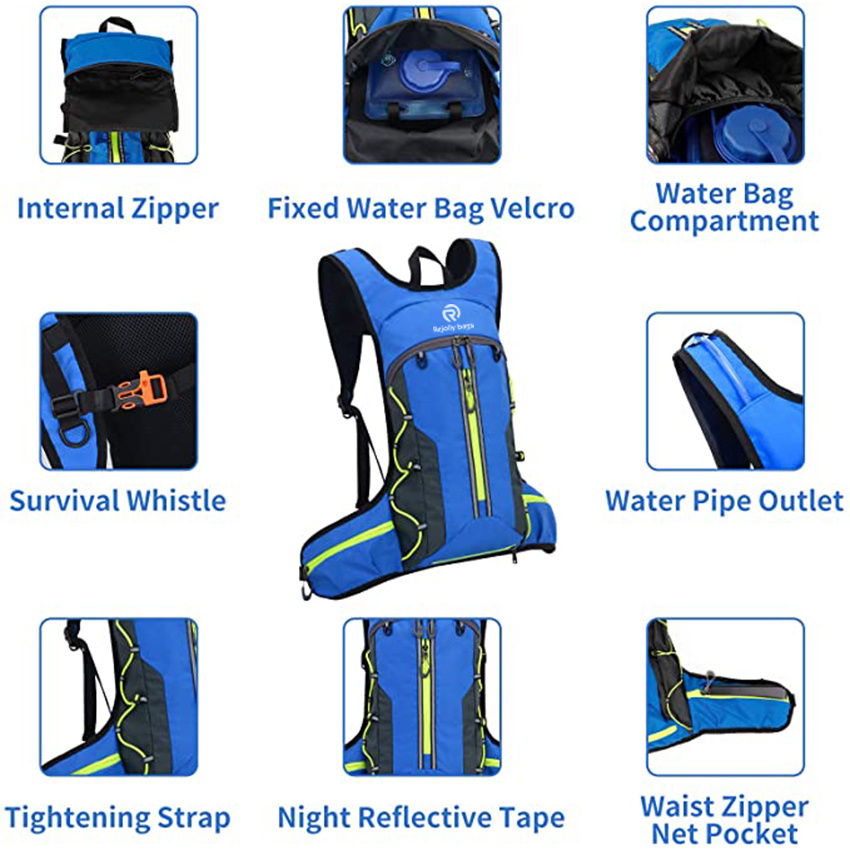 2L Water Bladder, Water Bladder Bottle Storage Backpack Suitable for Rave, Festival, Hiking, Running, Cycling, Camping, Skiing Hydration Backpack