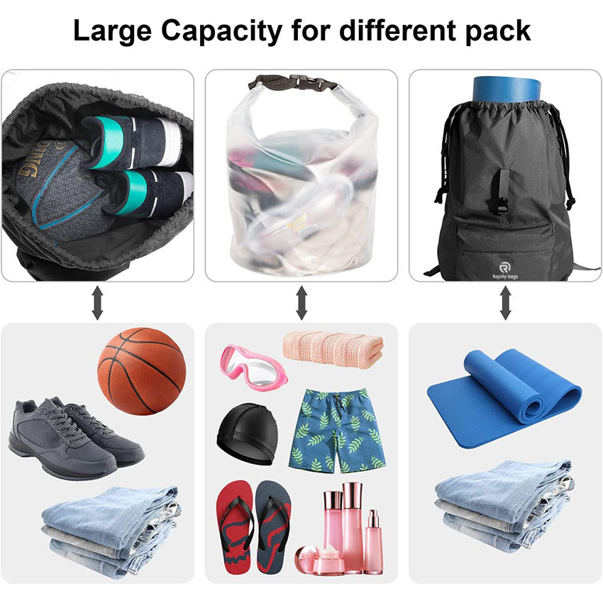 Drawstring Backpack, Beach Backpack Swim Bag Included Waterproof Dry Bag, String Bag Sackpack for Sport Gym Yoga Camping Vacation Bag