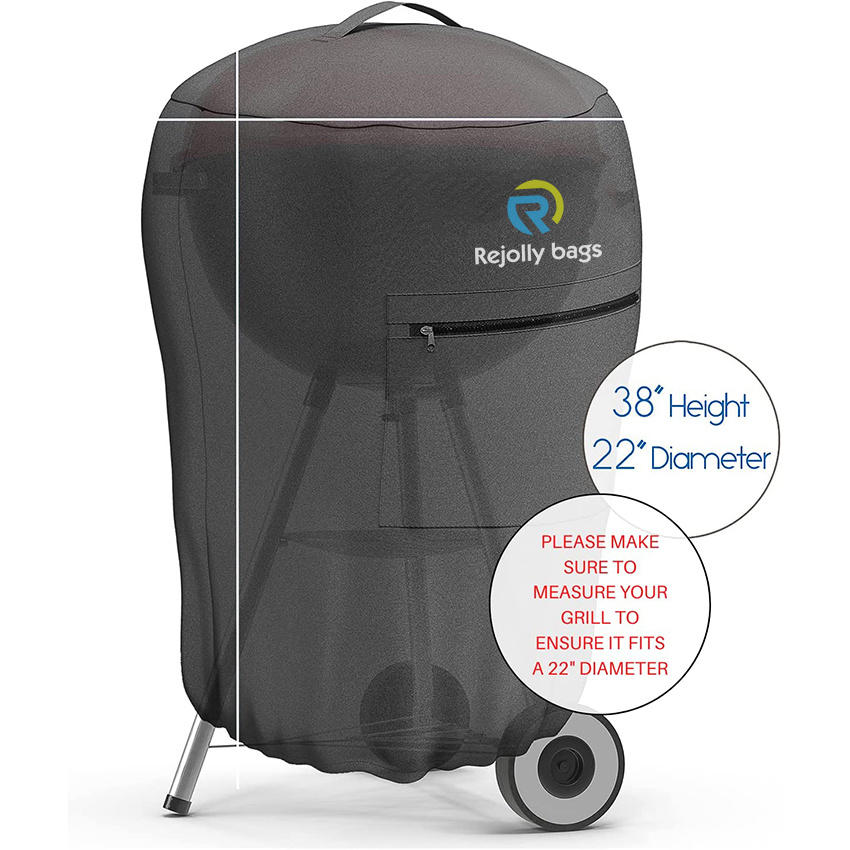 Heavy Duty Round Grill Covers - Waterproof Gas Grill Covers, Durable UV & Fade Resistant Barbecue Grill Cover with Front Zipper Pocket Grill Cover