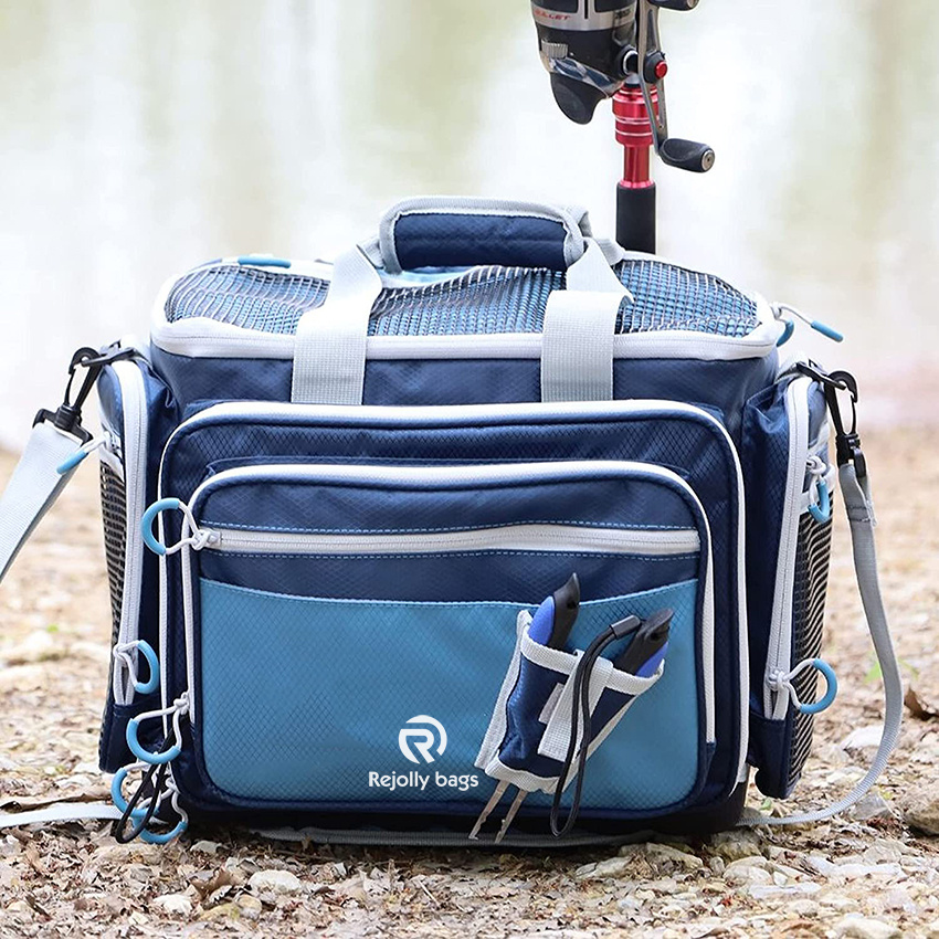 River Saltwater Resistant Fishing Tackle Bag, Heavy-Duty Tackle Box Organizer, Waterproof Non-Slip Bottom Fishing Rod Bags