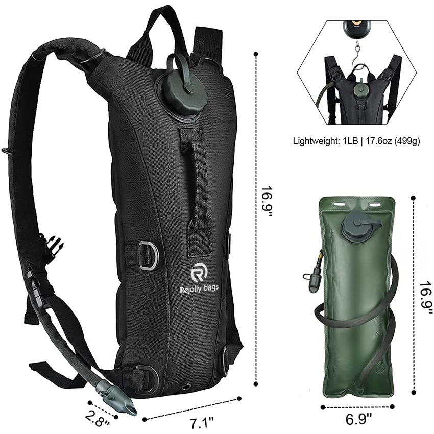 3L Backpack with Bladder Daypack Bag Lightweight Water Storage Tactical Backpacks for Hiking Running Biking Mountain Cycling Jogging Hunting Hydration Backpack